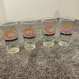 Chicago Bears NFL Pint Size Drink Glasses Lot (4)